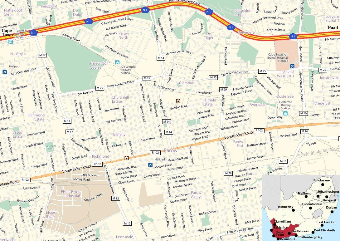 карта парове Кејптаун