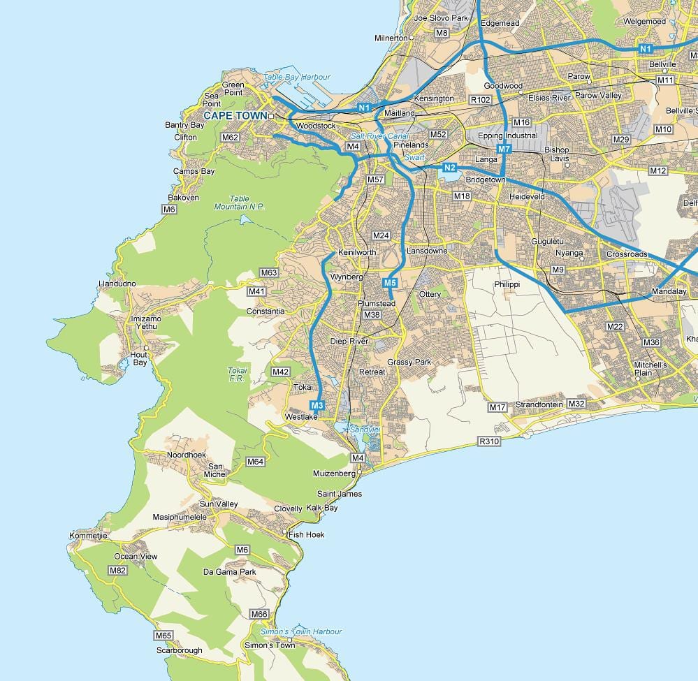 карта реке дееп Кејптаун