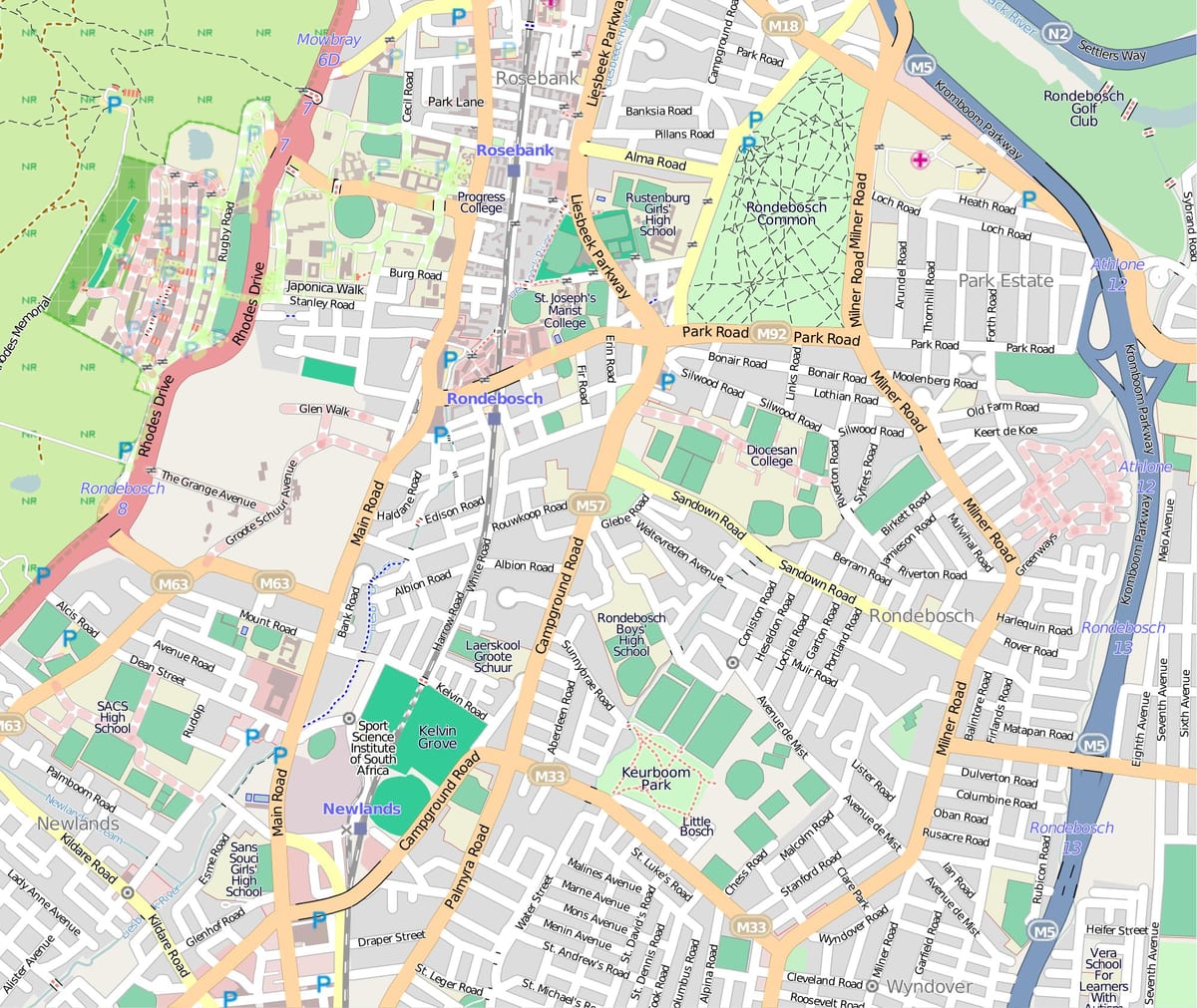 карта рондебош, Кејптаун