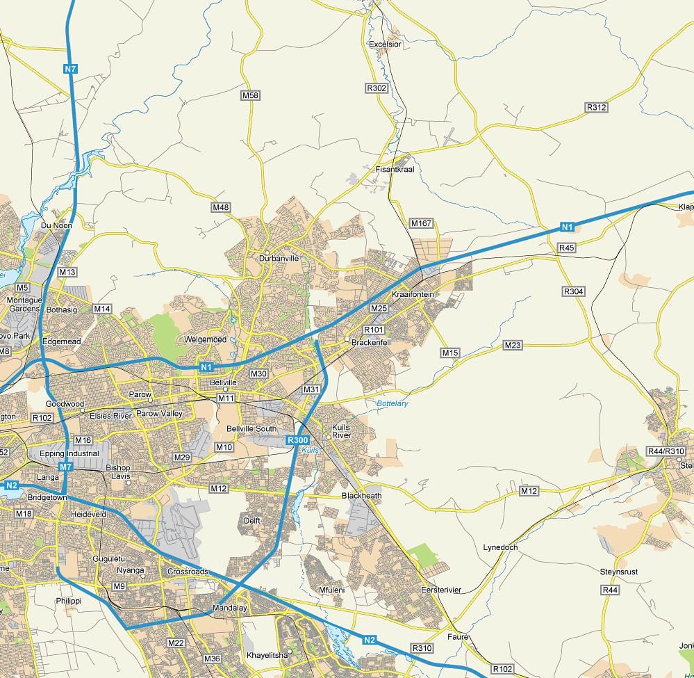 карта brackenfell, тако Кејптауну