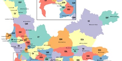 Карта Западни Кејп предграђу